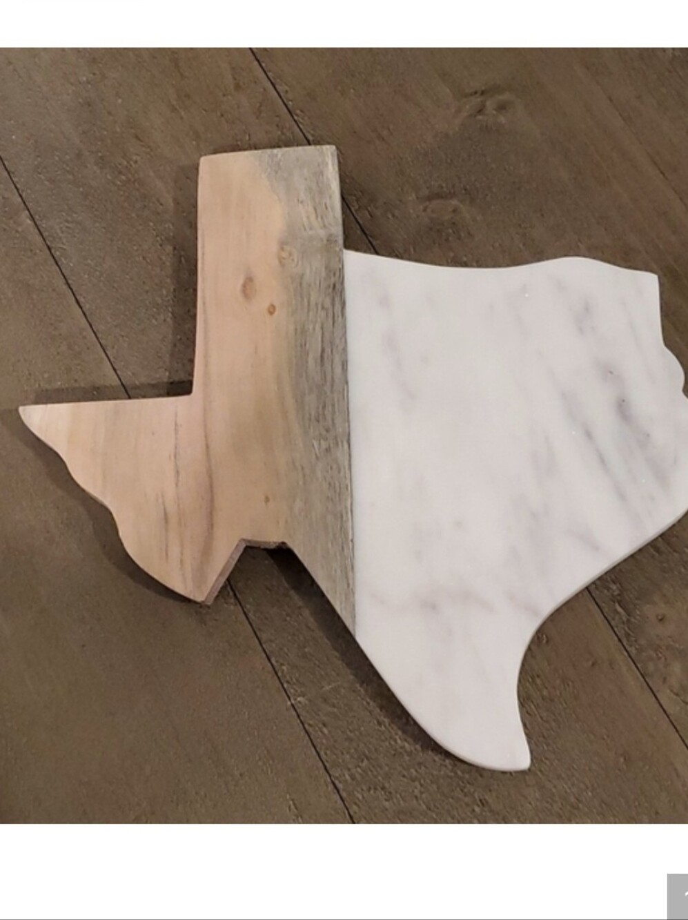 Texas Shaped Serving Board - White Marble & Natural Wood! New In Package!